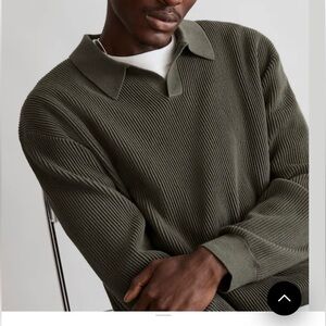 Madewell Johnny-Collar Long-Sleeve Sweater Polo sz S